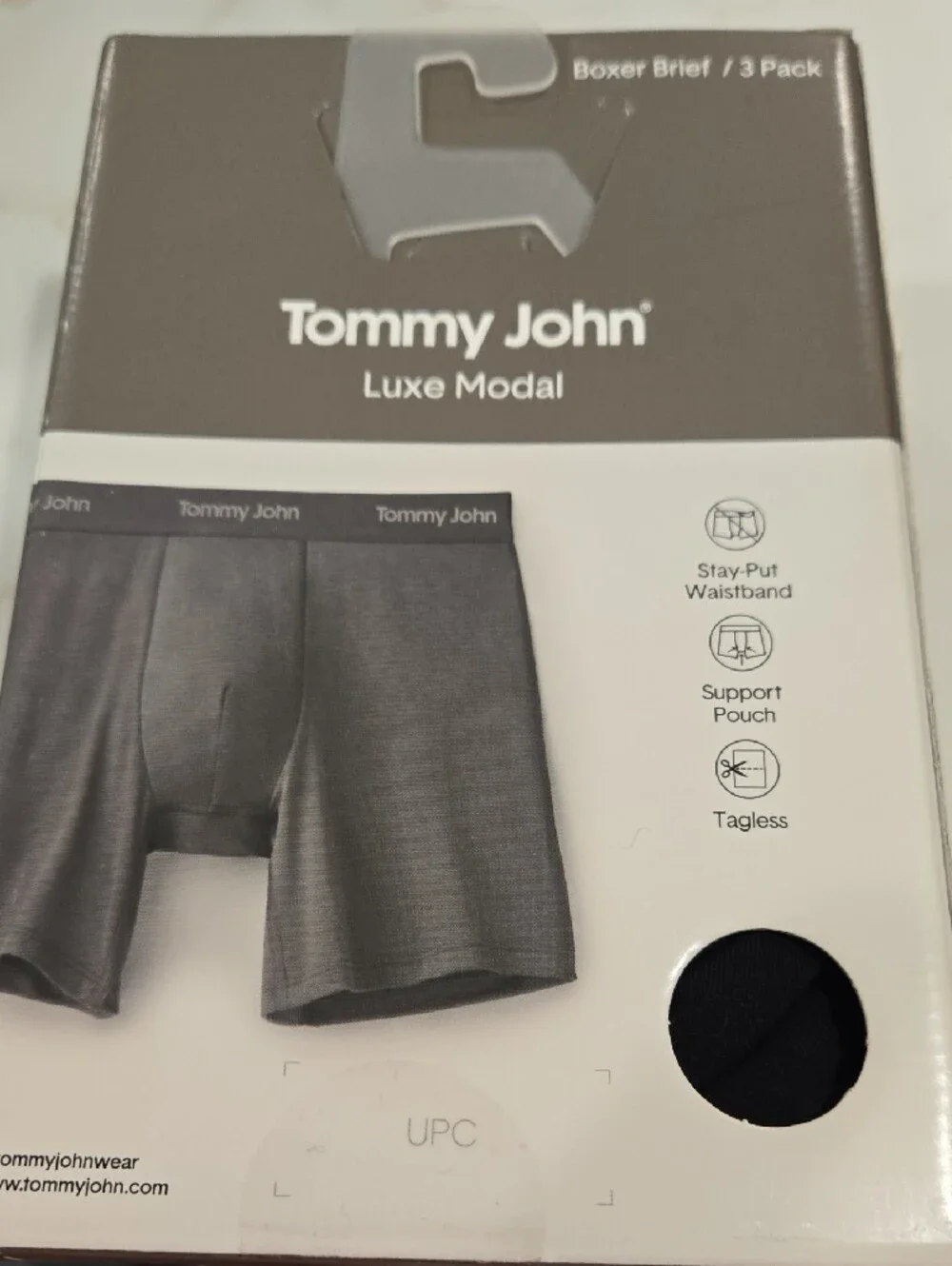 Tommy John Luxe Modal Boxer Briefs - Gray & Black (3 Pack)